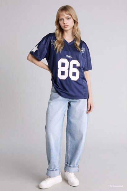 Printed Short Sleeve Oversize T-Shirt