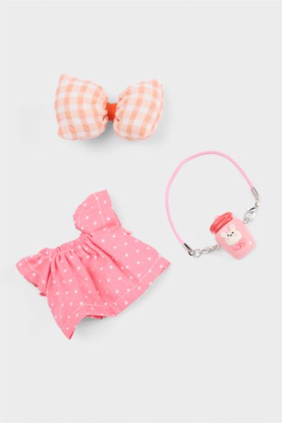 Kadın Pembe-Fiyonk Detaylı Giydirilebilir Charm Anahtarlık Kostümü
