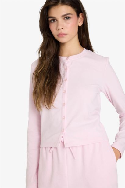 Slim Fit Button Neck Ribana Cardigan