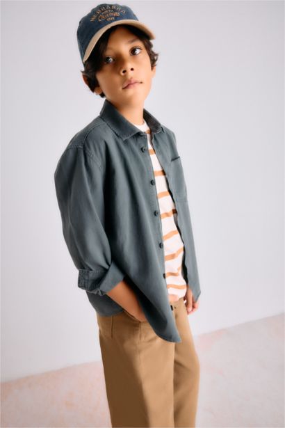 Boy Oversize Polo Neck Long Sleeve Shirt