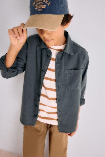 Boy Oversize Polo Neck Long Sleeve Shirt