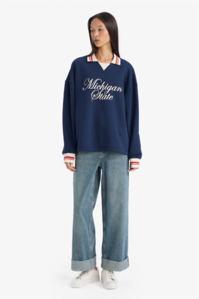 Sweatshirt épais Oversize imprimé à col rond