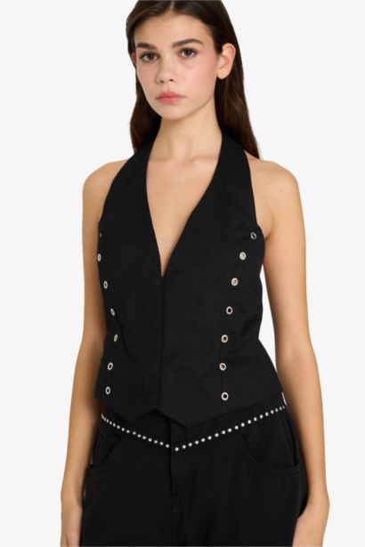Halter Collar Gabardine Vest