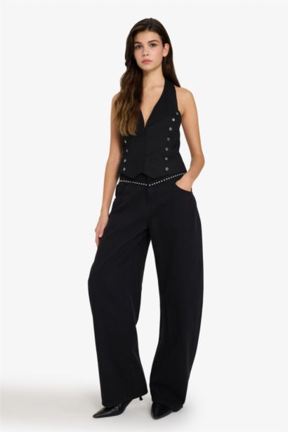 Halter Collar Gabardine Vest