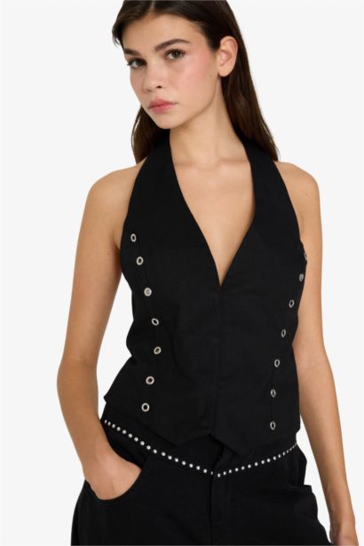 Halter Collar Gabardine Vest