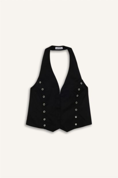 Halter Collar Gabardine Vest