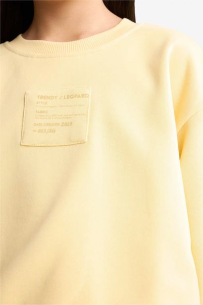 Girl Oversize Loose Fit Crew Neck Printed Sweatshirt