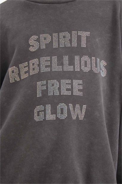 Girl Oversize Loose Fit Sweet Printed Sweatshirt