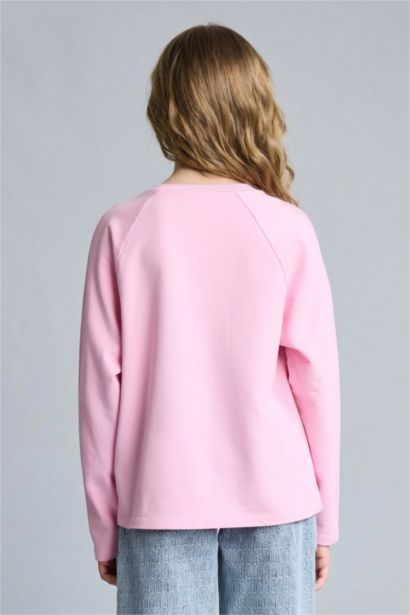 Sweatshirt à col rond avec strass oversize pour fille