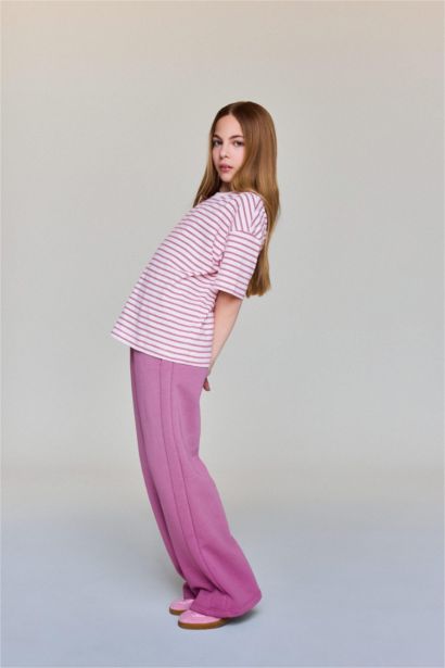 Oversıze Çizgili Tişört Kız Çocuk