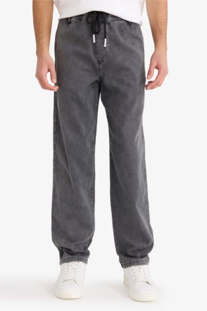 Jean à jambes larges taille élastique