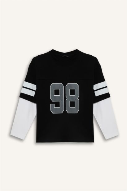 New Regular Fit Slogan Long Sleeve T-Shirt