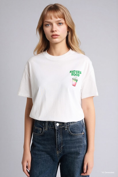 Printed Crew Neck Short Sleeved Oversize T-Shirt
