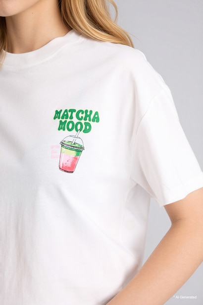 Printed Crew Neck Short Sleeved Oversize T-Shirt