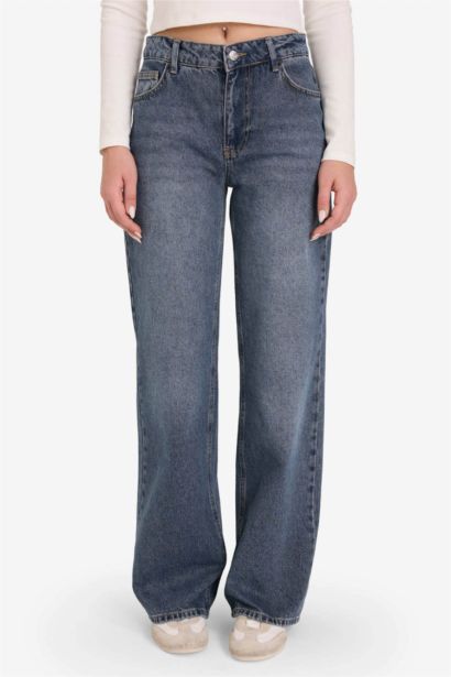 Low Waist Long Washed Jeans