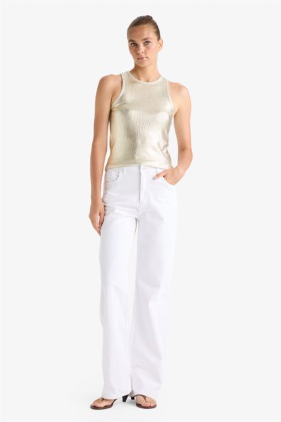 Slim Fit Dar Kesim Halter Yaka Fitilli Kaşkorse Parlak Kumaş Atlet 