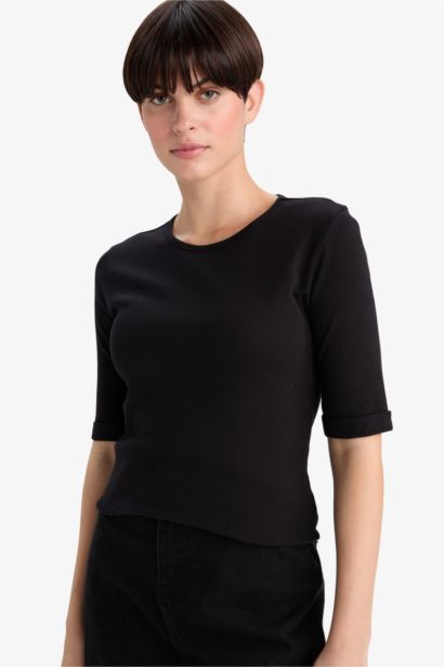 Slim Fit Crew Neck Ribbed Camisole T-Shirt