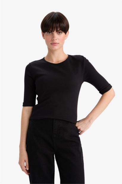 Slim Fit Crew Neck Ribbed Camisole T-Shirt