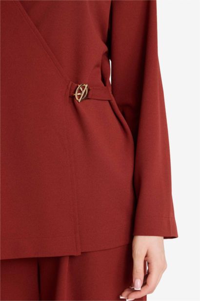 Tunique à manches longues en crêpe Coupe régulière