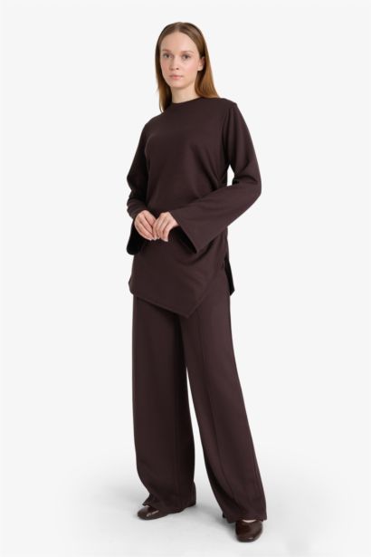 Wide Leg Crepe Trousers