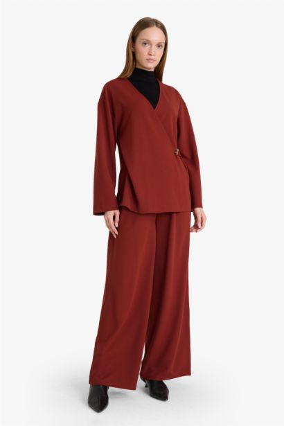 Wide Leg Crepe Trousers