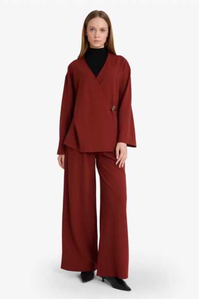 Wide Leg Crepe Trousers