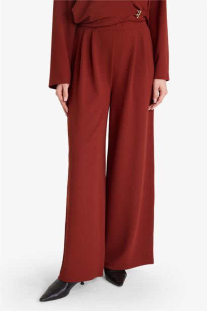 Wide Leg Crepe Trousers