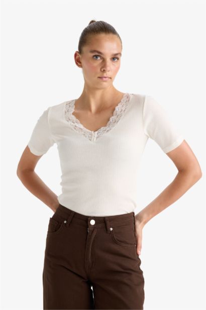 Slim Fit V-Neck Ribbed Camisole T-Shirt