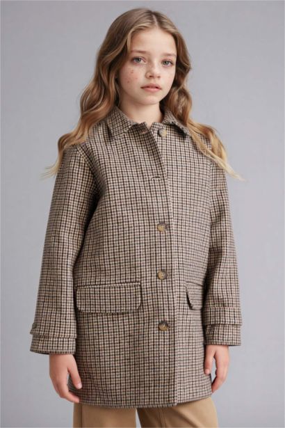 Girl Shirt Collar Puffer Jacket