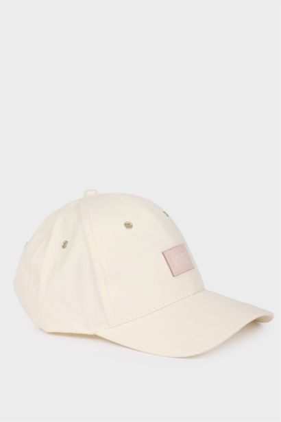 Man Cotton Label Print Cap