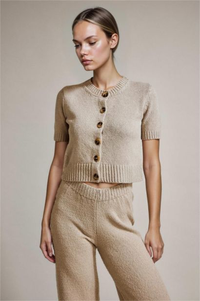 Кардиган Regular Fit на пуговицах с коротким рукавом