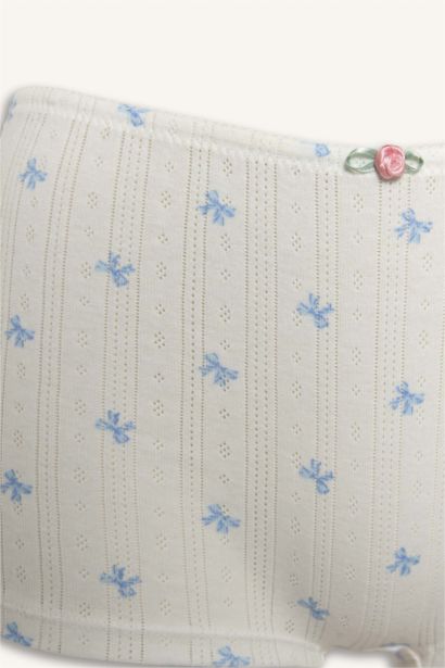 Çiçekli Bağcıklı Pamuklu Boxer