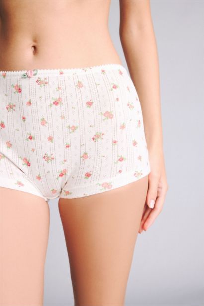 Çiçekli Bağcıklı Pamuklu Boxer