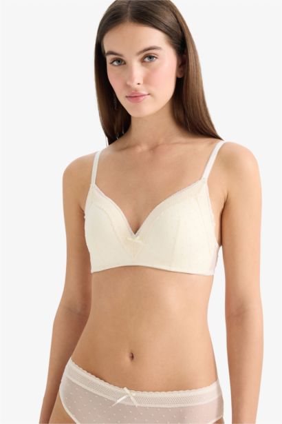 Lace Detail Tulle Covered Padded Underwired T-Shirt Bra