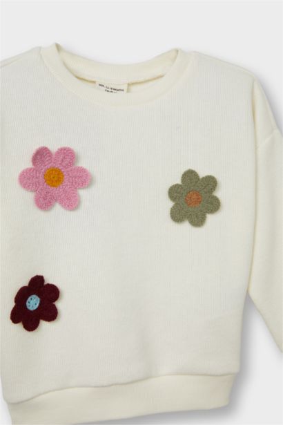 Bisiklet Yaka Çiçekli Sweatshirt Kız Bebek