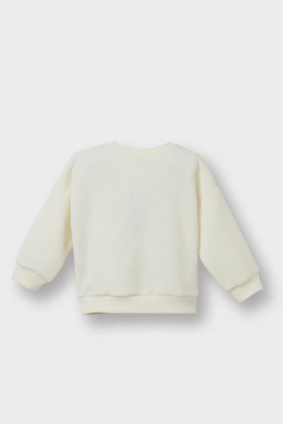 Bisiklet Yaka Çiçekli Sweatshirt Kız Bebek
