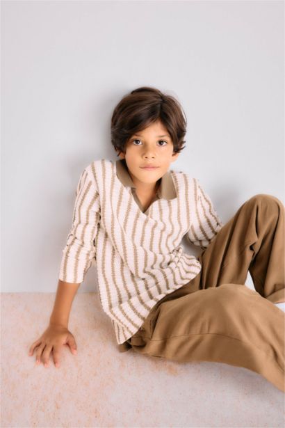 Boy Polo Neck Striped Sweatshirt