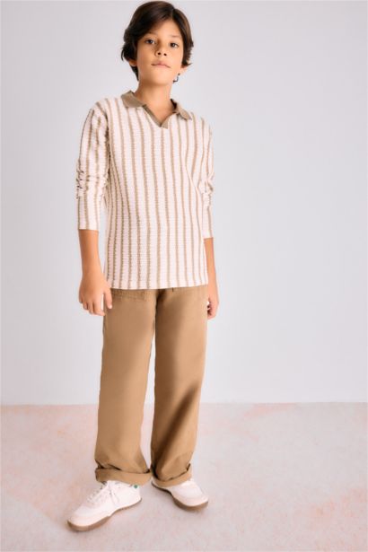 Boy Polo Neck Striped Sweatshirt