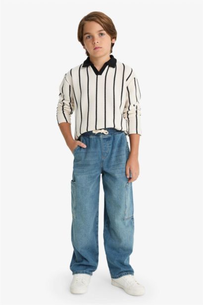 Polo Yaka Waffle Uzun Kollu Tişört Erkek Çocuk