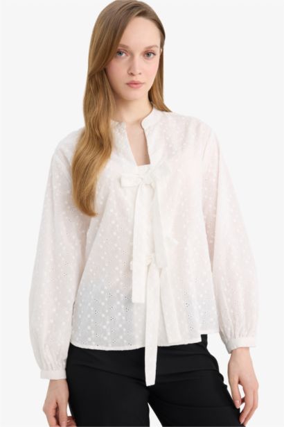 Regular Fit brode Long Sleeve Tunic