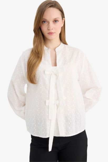 Regular Fit brode Long Sleeve Tunic