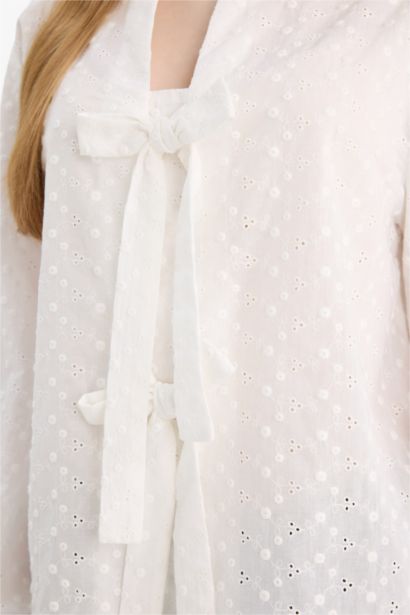 Regular Fit brode Long Sleeve Tunic