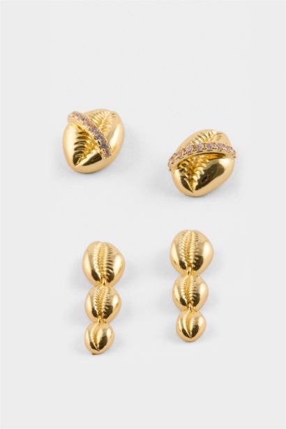 Reis X DeFacto 2'li Gold Küpe