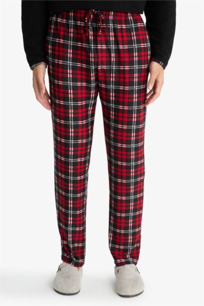 Regular Fit Cepli Polar Kareli Pijama Altı