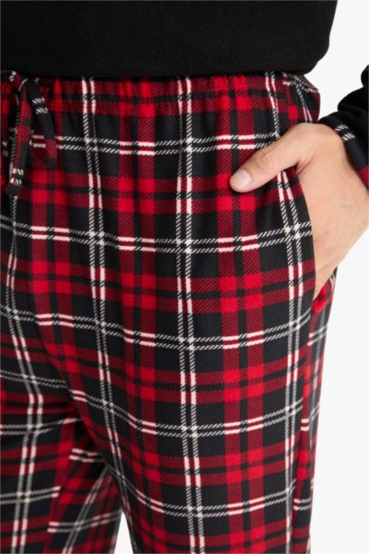 Regular Fit Cepli Polar Kareli Pijama Altı