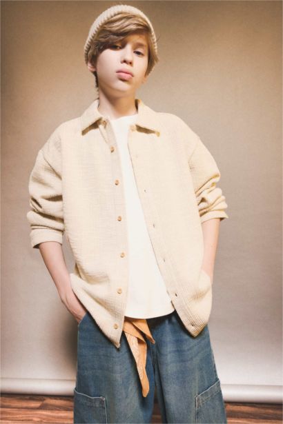 قميص بولو ولادي ردن طويل قصة عادية