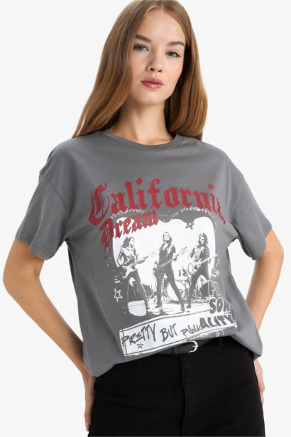 Oversize Fit Crew Neck Printed T-Shirt