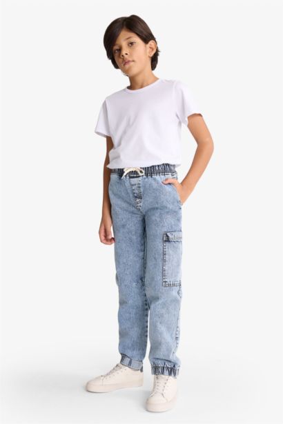 Jogger Fit Beli Lastikli Jean Pantolon Erkek Çocuk