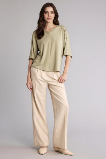 Relax Fıt V Yaka Uzun Kollu Tişört