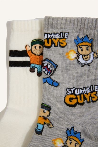 Stumble Guys 2'li Pamuklu Uzun Çorap Erkek Çocuk